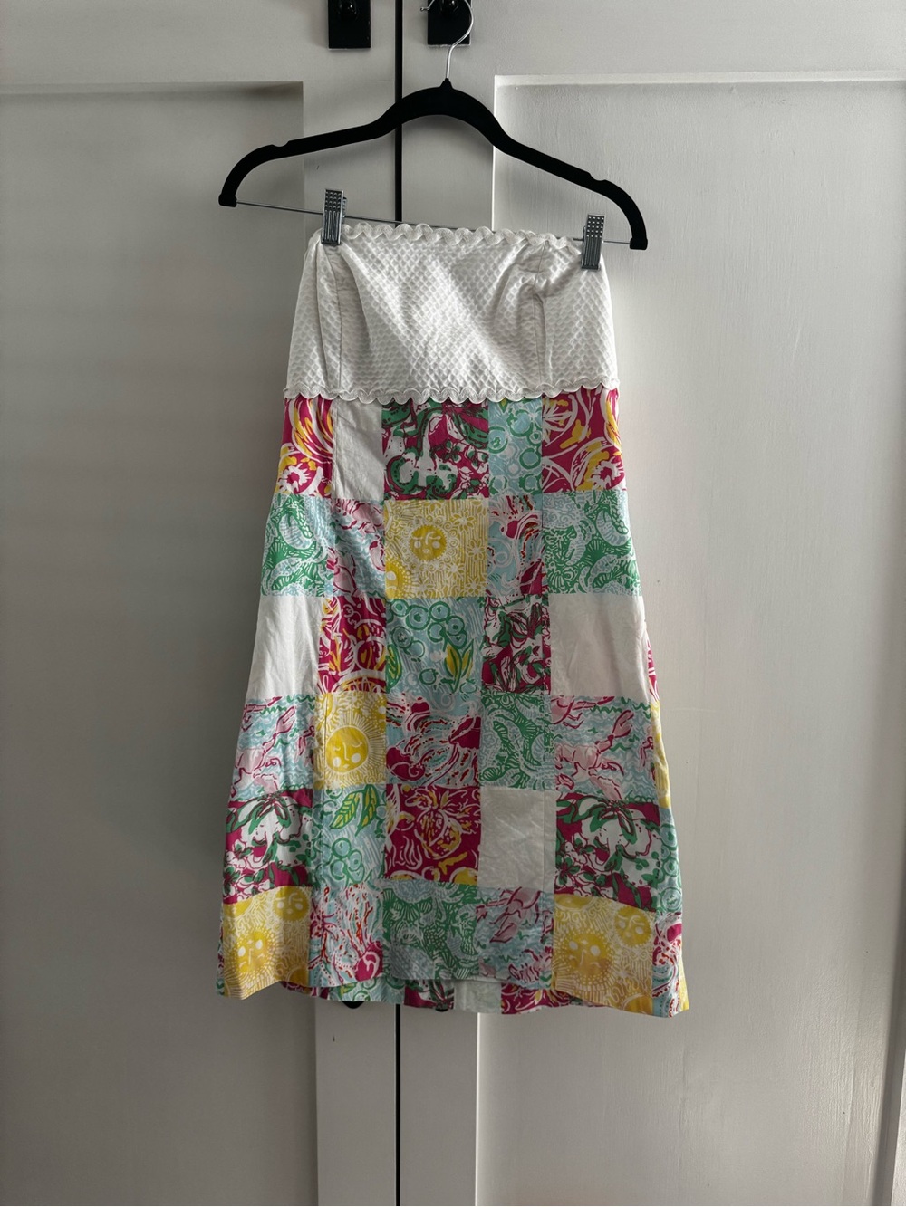 Lilly Pulitzer Patchwork Floral Midi dress  in White, Pink, Yellow & Green